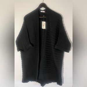 Hotouch Open Front Kimono-style Ripped Pleated Cardigan XL